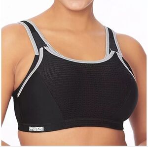 46C NWOT Glamorise BLACK Elite Custom Control Wire-Free Sports Bra, US 46C